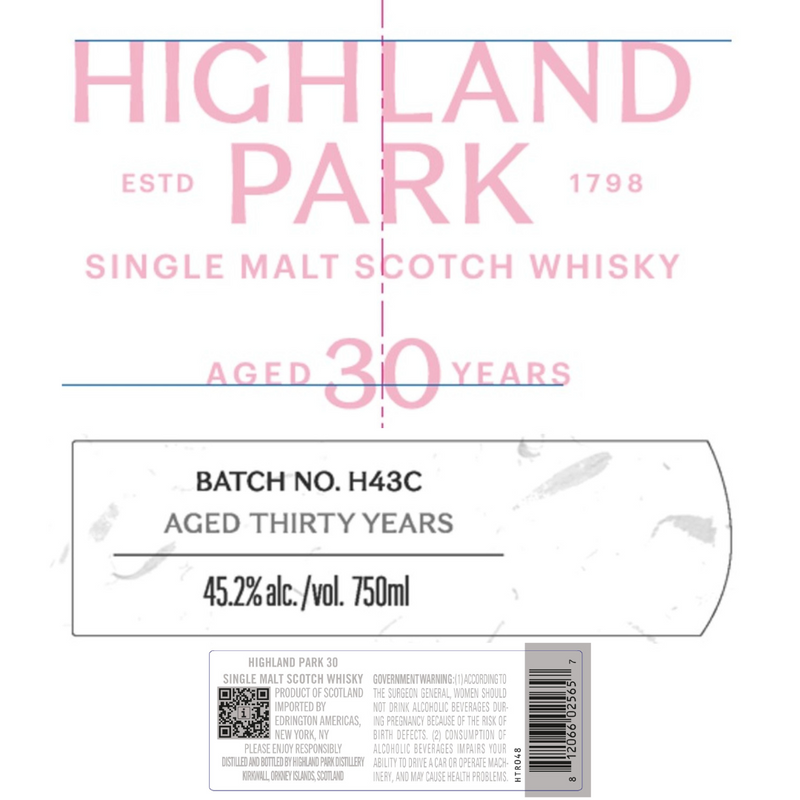 Highland Park 30 Year Old Single Malt Scotch Whisky Highland Park