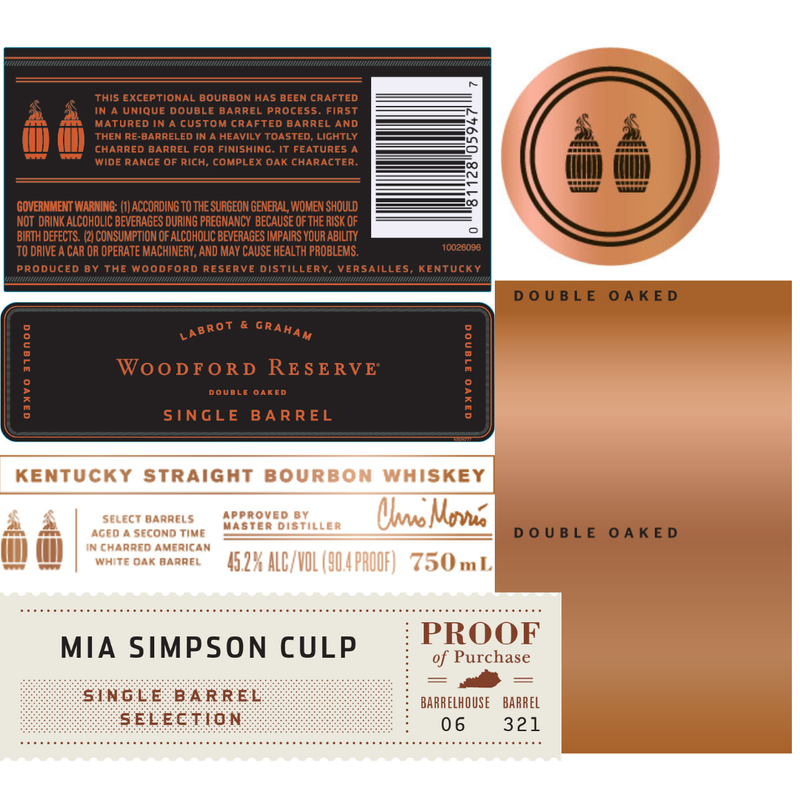 Woodford Reserve Double Oaked Single Barrel Mia Simpson Culp Selection Woodford Reserve