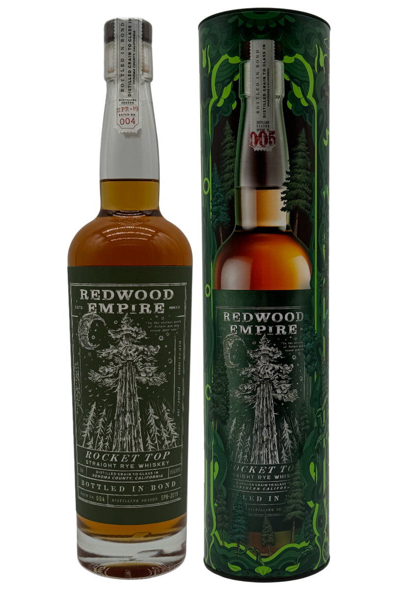 Redwood Empire Rocket Top Bottled in Bond Straight Rye Whiskey Batch 004 2025 Release Redwood Empire Whiskey