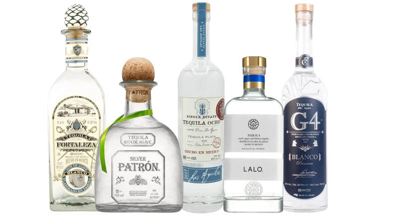 Additive-Free Blanco Tequila Bundle: Tequila Ocho, Fortaleza, G4, Patron, Lalo Main Street Liquor
