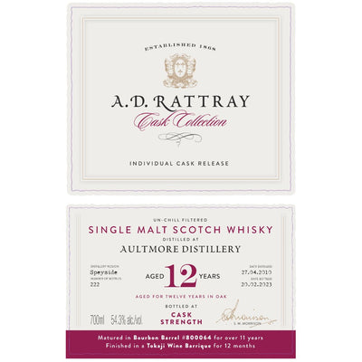 A.D. Rattray Cask Collection 12 Year Aultmore 2010 Cask #800064 - Main Street Liquor