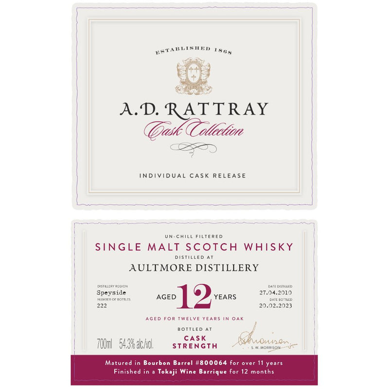 A.D. Rattray Cask Collection 12 Year Aultmore 2010 Cask 