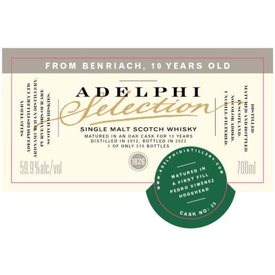 Adelphi Selection Benriach 10 Year Old 2012 - Main Street Liquor