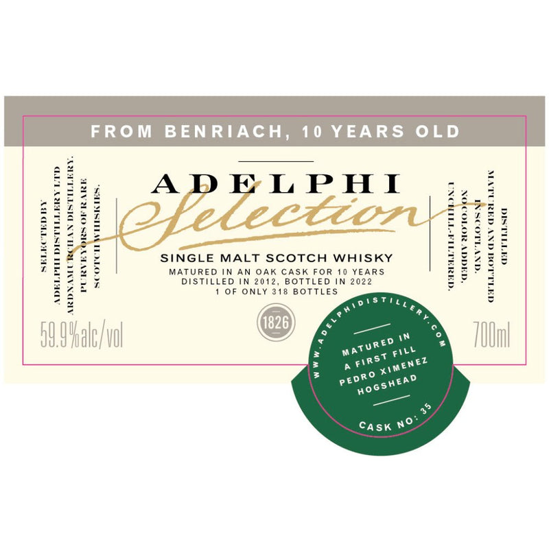 Adelphi Selection Benriach 10 Year Old 2012 - Main Street Liquor