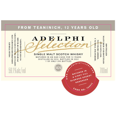 Adelphi Selection Teaninich 12 Year Old 2010 - Main Street Liquor
