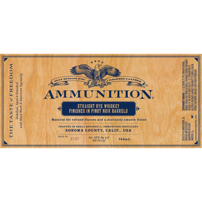 Ammunition Rye Whiskey Finished In Pinot Noir Barrels - Main Street Liquor