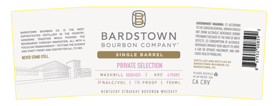 Bardstown Bourbon Company Single Barrel Private Selection Straight Bourbon Whiskey 6 Years Old - Main Street Liquor