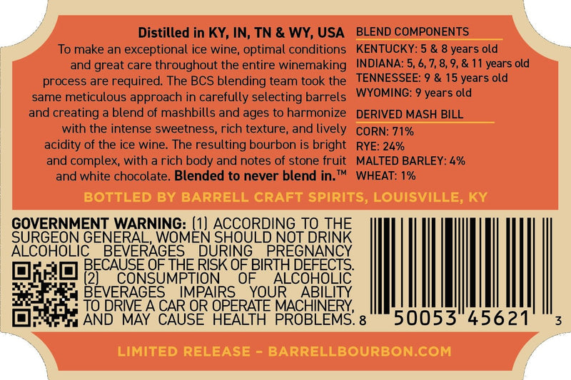 Barrell Bourbon Cask Finish Series: Ice Wine Edition - Main Street Liquor