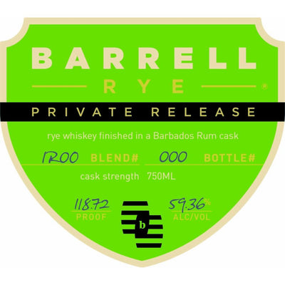 Barrell Rye Private Release Barbados Rum Cask Finished - Main Street Liquor