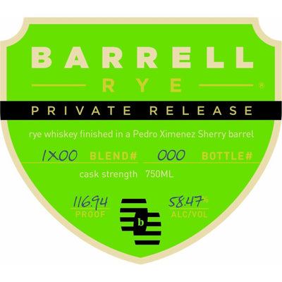Barrell Rye Private Release Pedro Ximenez Sherry Barrel Finished - Main Street Liquor
