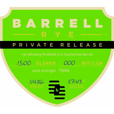 Barrell Rye Private Release Sauternes Barrel Finished - Main Street Liquor