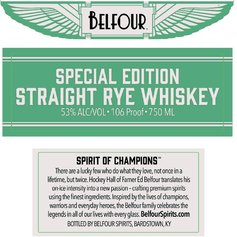 Belfour Special Edition Straight Rye Whiskey By Ed Belfour - Main Street Liquor