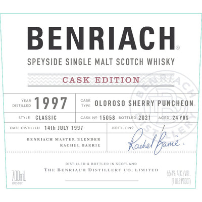 BenRiach Cask Edition 1997 Cask No. 15058 - Main Street Liquor