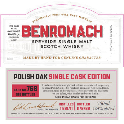 Benromach Polish Oak Single Cask #768 - Main Street Liquor