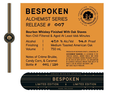 Bespoken Alchemist Series Release #007 Bourbon Whiskey - Oak Stave Finish - Main Street Liquor