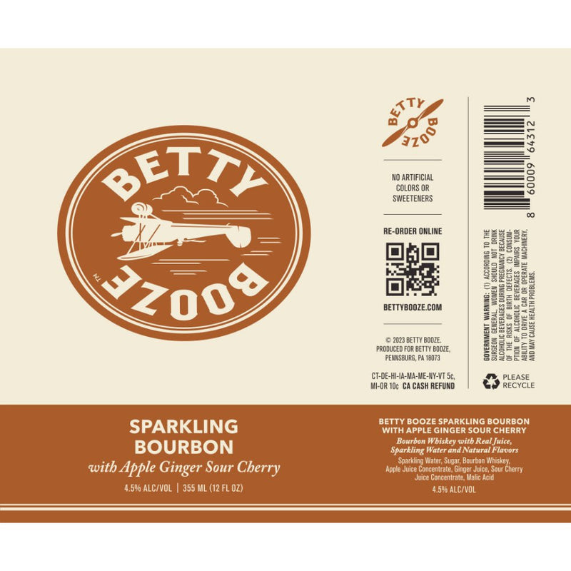 Betty Booze Sparkling Bourbon with Apple Ginger Sour Cherry by Blake Lively - Main Street Liquor