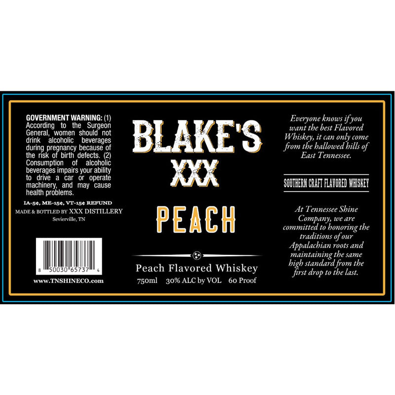 Blake’s XXX Peach Flavored Whiskey - Main Street Liquor