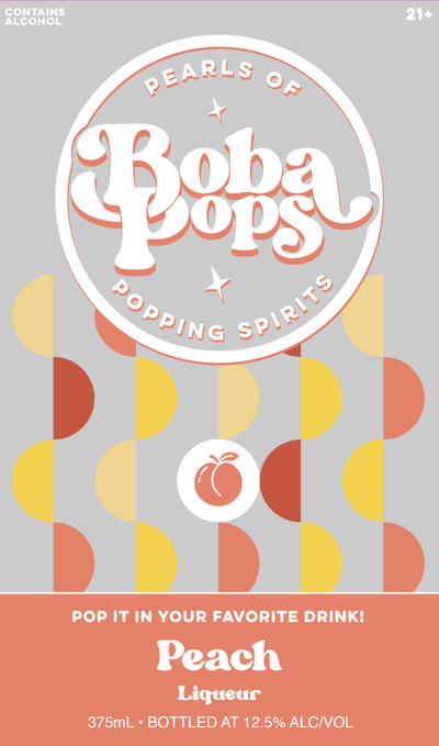 Boba Pops Peach Liqueur Pearls of Popping Spirits 375mL - Main Street Liquor