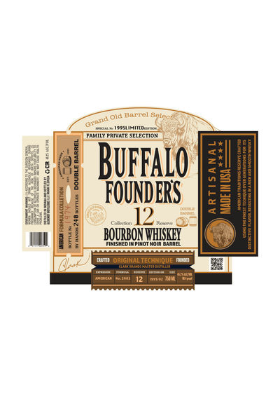 Buffalo Founder's 12 Collection Reserve Bourbon Whiskey - Finished in Pinot Noir Barrel - Main Street Liquor