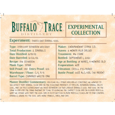 Buffalo Trace Experimental Collection Oversized Barrel 500L - Main Street Liquor