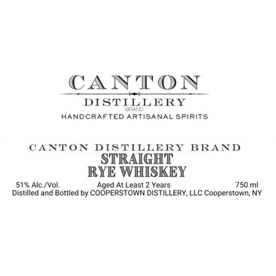 Canton Distillery Straight Rye Whiskey - Main Street Liquor