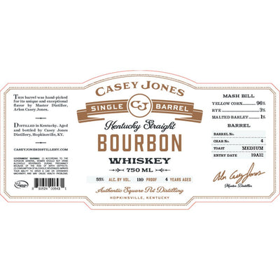 Casey Jones Single Barrel Kentucky Straight Bourbon Mash Bill 1 - Main Street Liquor