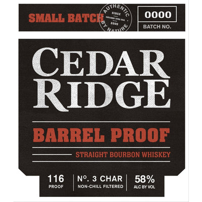 Cedar Ridge Small Batch Barrel Proof Straight Bourbon - Main Street Liquor