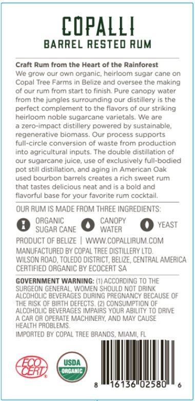 Copalli Barrel Rested Organic Rum High Proof - Main Street Liquor