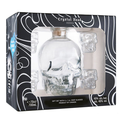 Crystal Head Vodka Gift Set With 4 Skull Shot Glasses - Main Street Liquor