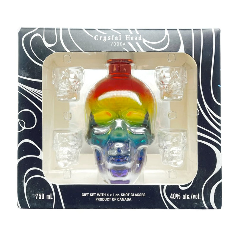 Crystal Head Vodka Pride Bottle Gift Set With 4 Skull Shot Glasses - Main Street Liquor