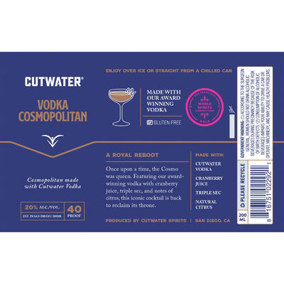 Cutwater Vodka Cosmopolitan 12pk - Main Street Liquor