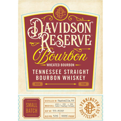 Davidson Reserve Wheated Tennessee Straight Bourbon - Main Street Liquor