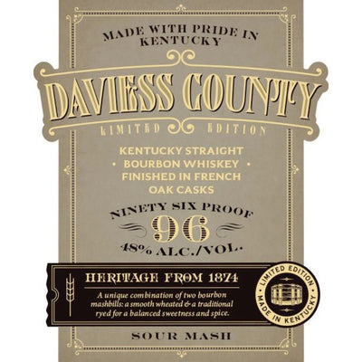 Daviess County Limited Edition French Oak Cask Finished Sour Mash Bourbon - Main Street Liquor