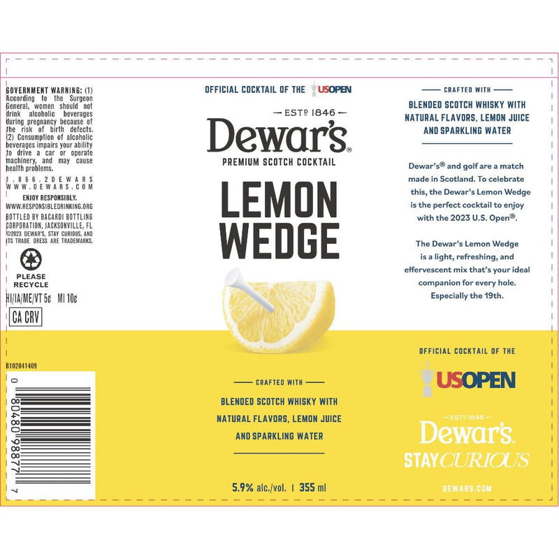 Dewar’s US Open Lemon Wedge Canned Cocktail - Main Street Liquor