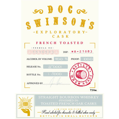 Doc Swinson’s Exploratory Cask French Toasted Straight Bourbon - Main Street Liquor
