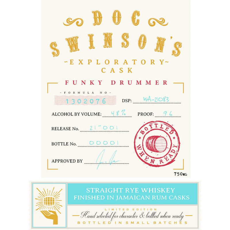 Doc Swinson’s Exploratory Cask Funky Drummer Straight Rye - Main Street Liquor