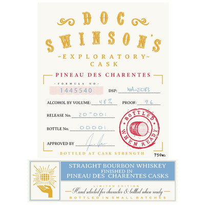 Doc Swinson’s Exploratory Cask Pineau Des Charentes Straight Bourbon - Main Street Liquor