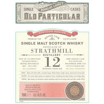 Douglas Laing 12 Year Old Strathmill Single Malt Scotch - Main Street Liquor