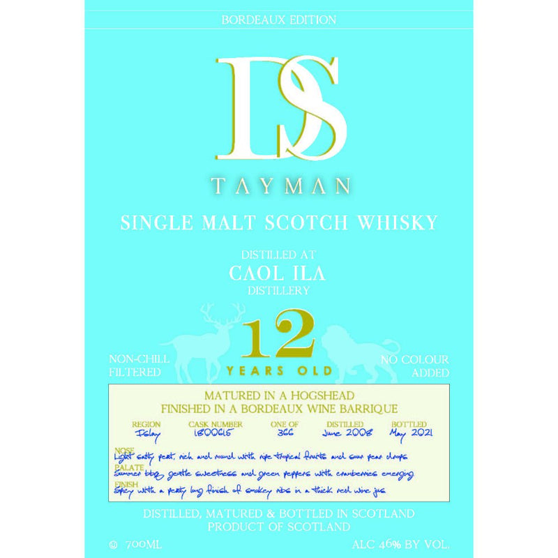 DS Tayman Caol Ila 12 Year Old Single Malt Scotch 2021 - Main Street Liquor