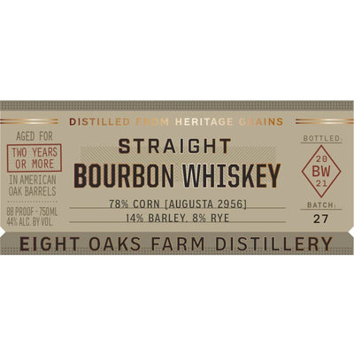 Eight Oaks Straight Bourbon - Main Street Liquor