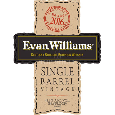 Evan Williams Single Barrel Vintage 2016 - Main Street Liquor