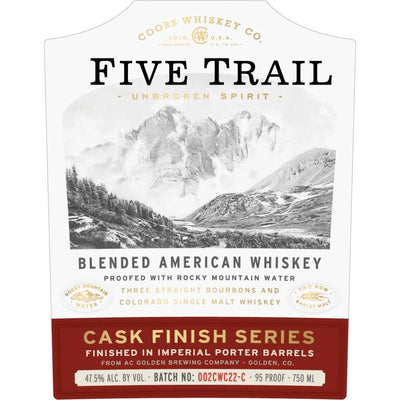 Five Trail Blended American Whiskey Finished in Imperial Porter Barrels - Main Street Liquor