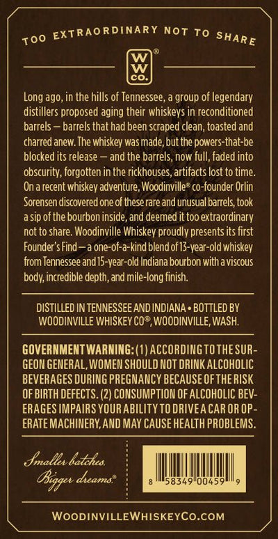 Founder's Find Whiskey Limited Release by Woodinville Whiskey Co. - Main Street Liquor