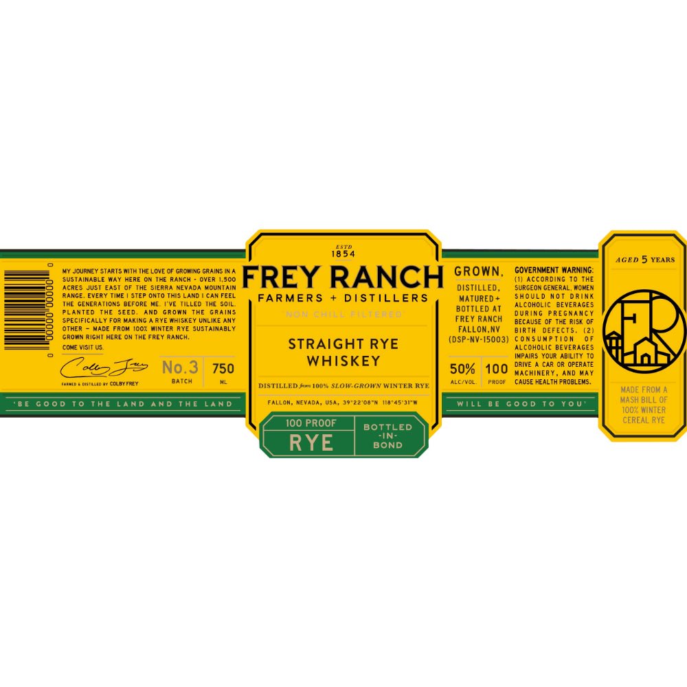 Frey Ranch Rye Buy Frey Ranch 5 Year Old Bottled in Bond Straight Rye® Online | Rye ...