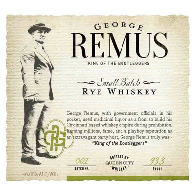 George Remus Small Batch Rye Whiskey - Main Street Liquor