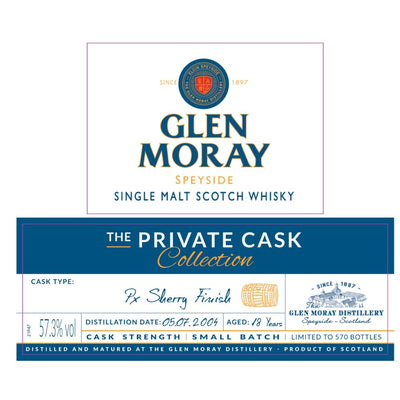 Glen Moray 18 Year Old The Private Cask Collection PX Sherry Finish - Main Street Liquor