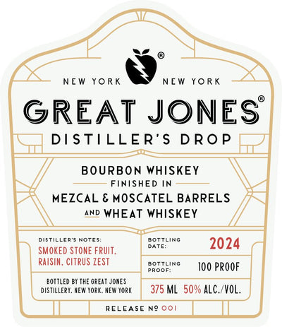 Great Jones Distiller's Drop Bourbon Whiskey Finished in Mezcal & Moscatel Barrels 375mL - Main Street Liquor