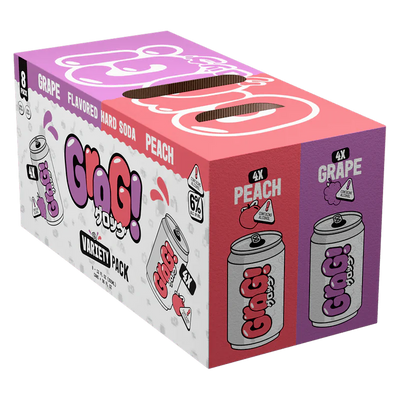 Grog! Flavored Hard Soda Variety Pack – Grape & Peach – 8 Pack - Main Street Liquor