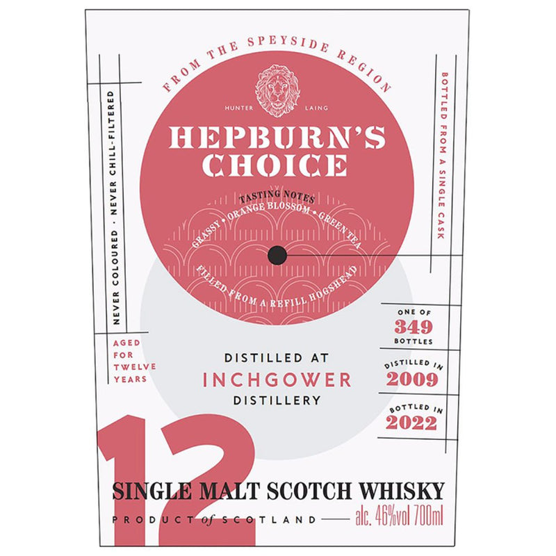 Hepburn’s Choice 12 Year Old Inchgower Single Malt Scotch - Main Street Liquor