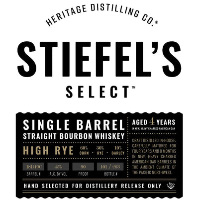 Heritage Distilling Stiefel’s Select High Rye Straight Bourbon - Main Street Liquor